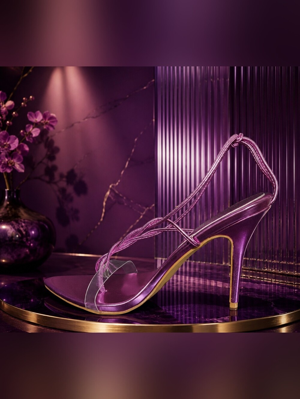 'Alabama' Purple Strappy High Heel Sandal
